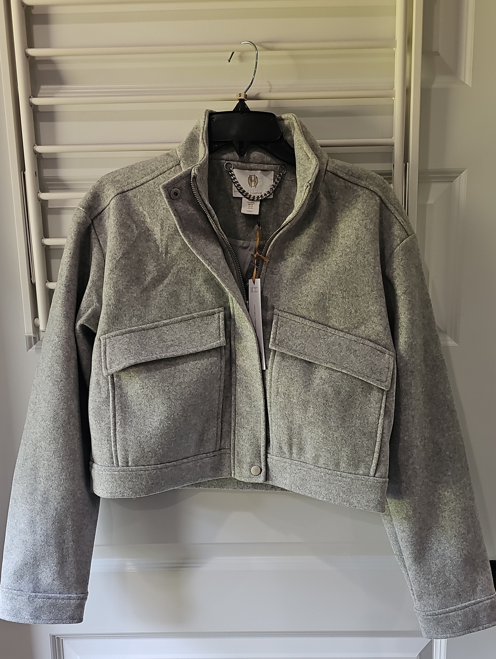 House of Harlow 1960 Cropped Light Gray Utility Jacket